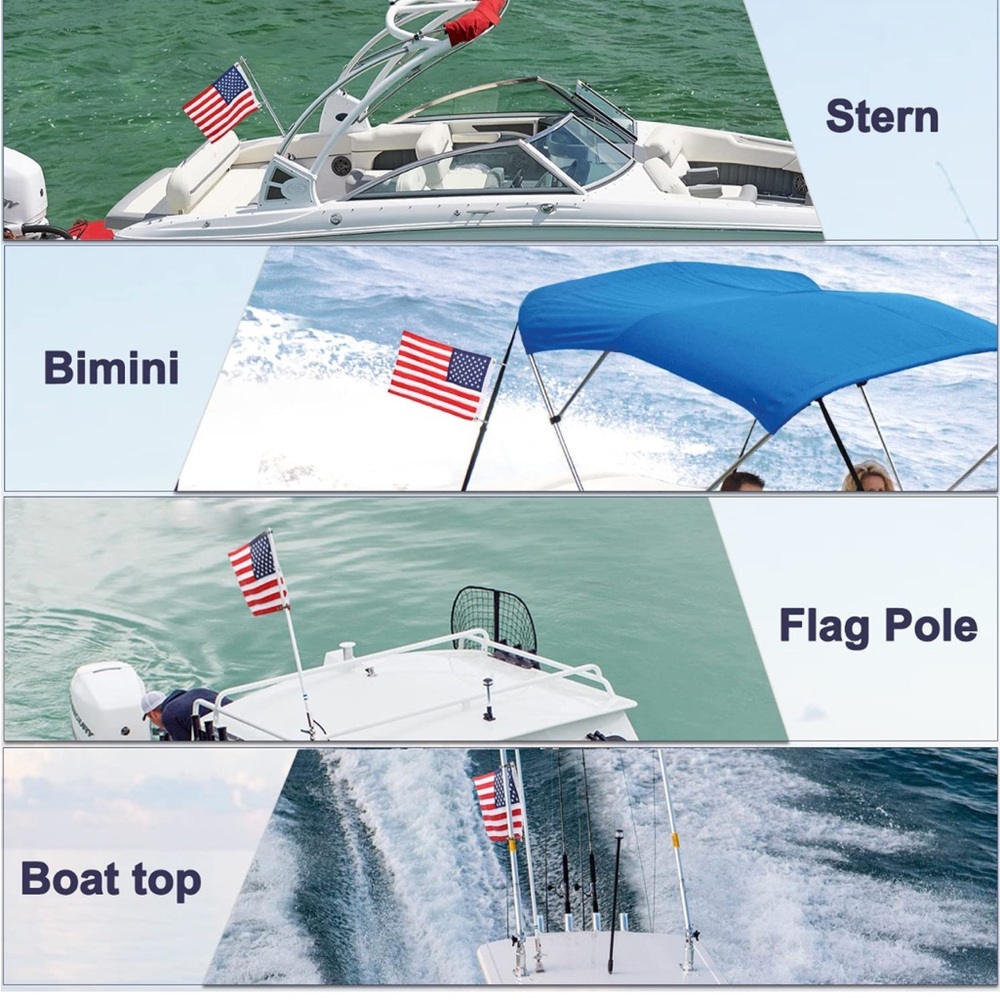 NEW! American Flag With 4 Clips for Home Boat Golf Cart Home 50 Sewn Stars